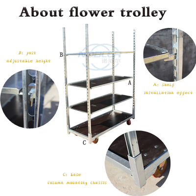 Flower Logistics Turnover Standard Danish Container Flower Trolley Plywood Material