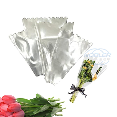 Transparent Triangular Flower Bouquet Sleeves Waterproof With Ruffles Decor