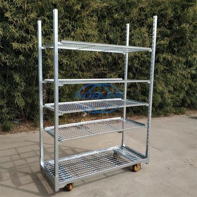 Max Load 500kg Danish Flower Trolley Incorporating Net Mesh Layer and Wheels with Brakes Providing Secure Flower Transport