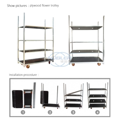 Plywood Container 4 Wheel Folded Flower Trolley Flowers Logistics Turnover