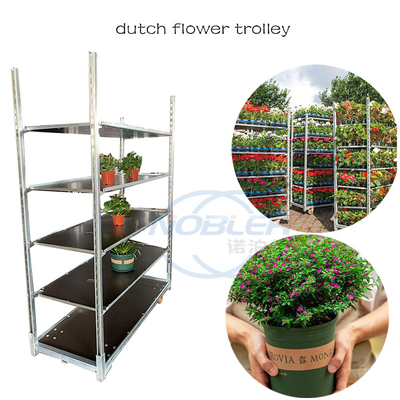 Danish Plywood Flower Trolley Rack Cart Cc Container Floor Height Adjusted