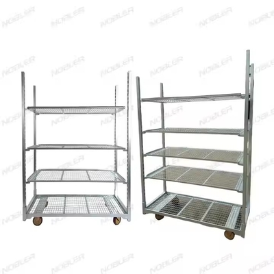 Durable Dutch Flower Trolley Surface Treatment Hot Dip Galvanizing Metal Mesh Easy Assemble