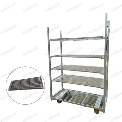 White Metal Dutch Flower Trolley Easy To Clean Contemporary For Smooth Flower Handling