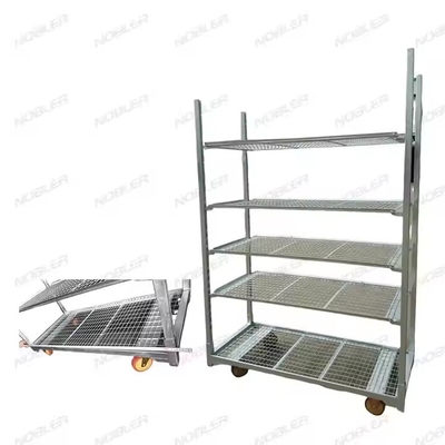 Durable Dutch Flower Trolley Surface Treatment Hot Dip Galvanizing Metal Mesh Easy Assemble