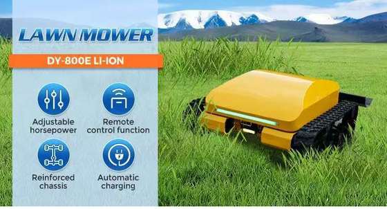 Remote-controlled intelligent crawler lawn mower, with lithium iron phosphate (LiFePO₄) battery, four-wheel drive, energy-saving and environmentally friendly, and 3 hours of continuous operation.