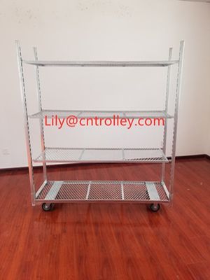 Hot Galvanized Plywood Greenhouse Flower Carts Customized Trolley For Transport