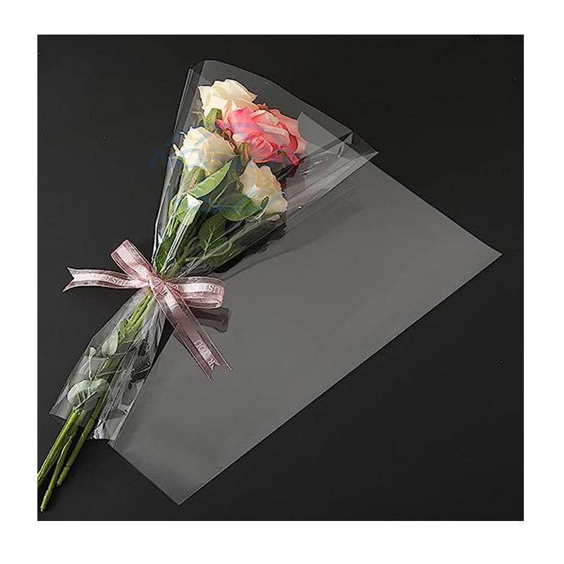 200Pcs Clear Plastic Rose Flower Bouquet Sleeves Cellophane Floral