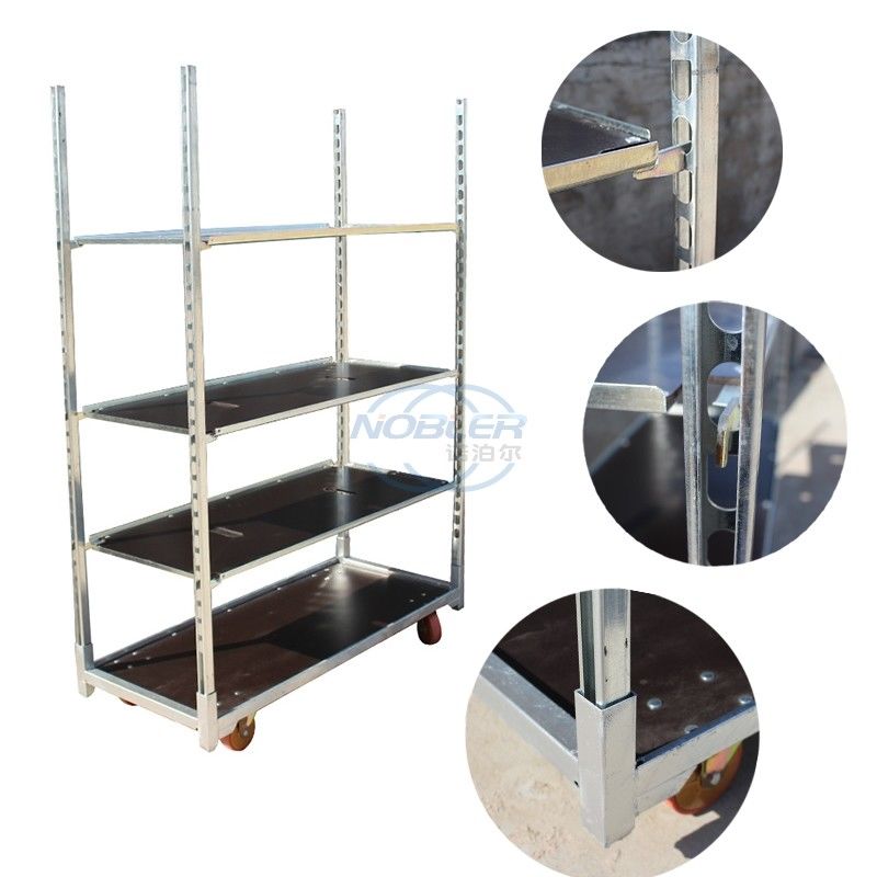 Metal Sheet Shelf Danish Flower Trolley With Wheels With Brakes Max Load 500kg Mobile Cart Suitable for Flower Industry