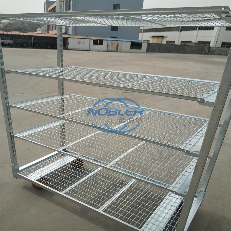Handle Load Capacity 50kg Danish Flower Trolley Incorporating Net Mesh Layer and Mobility Wheels with Brakes