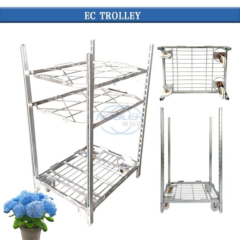 3 Shelves Danish Trolley Wire Mesh Greenhouse Transport Cart Flower Trolley
