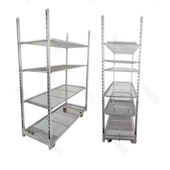 PP Wheel Danish Trolley Featuring 25cm Shelf Height Heavy Duty Utility Cart for Material Handling and Logistics