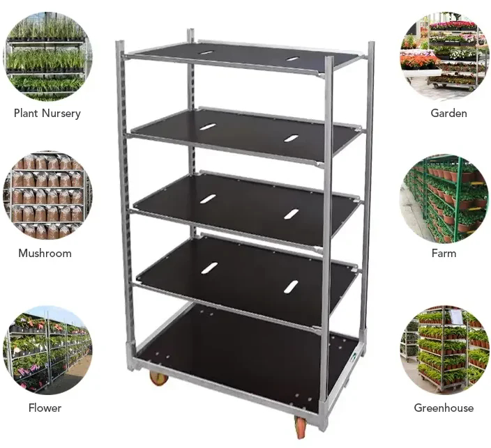Hot Dip Galvanizing PP Caster 1350*565mm Agricultural Planting Flower Cart Danish Trolleys for Greenhouse Harvest Trolley