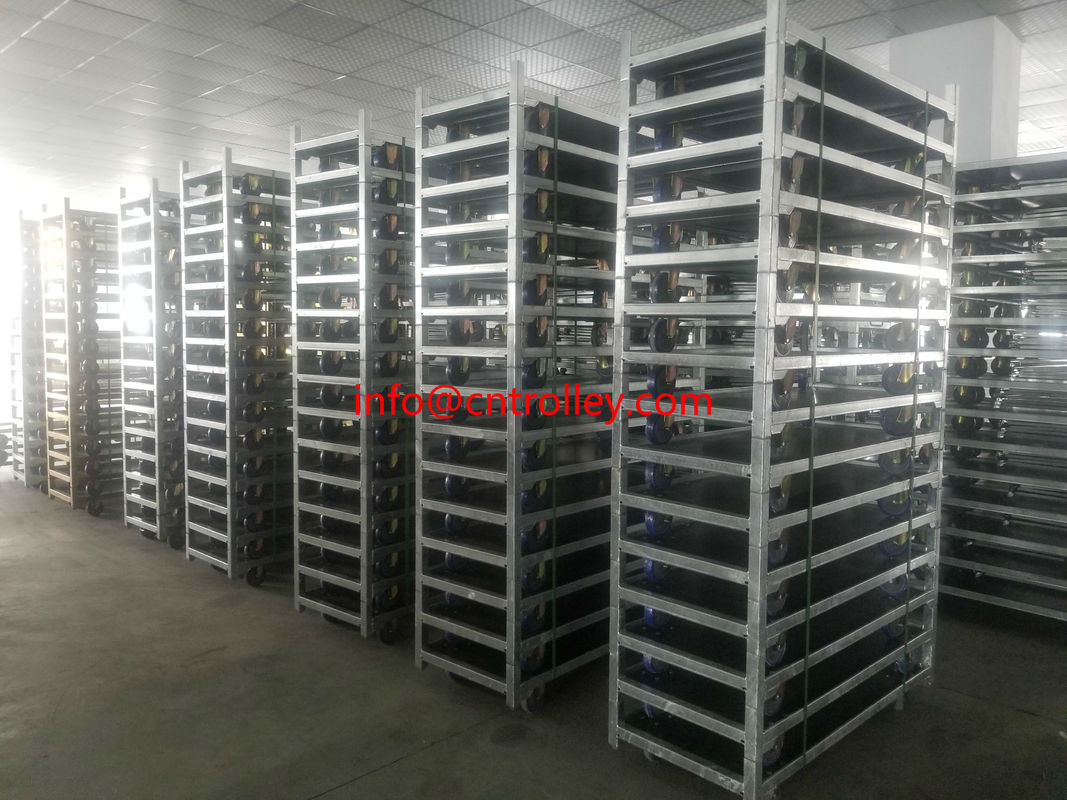 Hot Galvanized Zinc Danish Flower Trolley Offering Natural Wood Finish and 40KG per Shelf Loading Capacity for Commercial Flower Handling